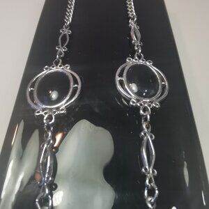 1976 Sarah Coventry Touch of Class Silver Tone Black Station Necklace 33" Canada